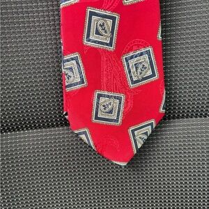 Oscar de la Renta Red and Blue Geometric Tie